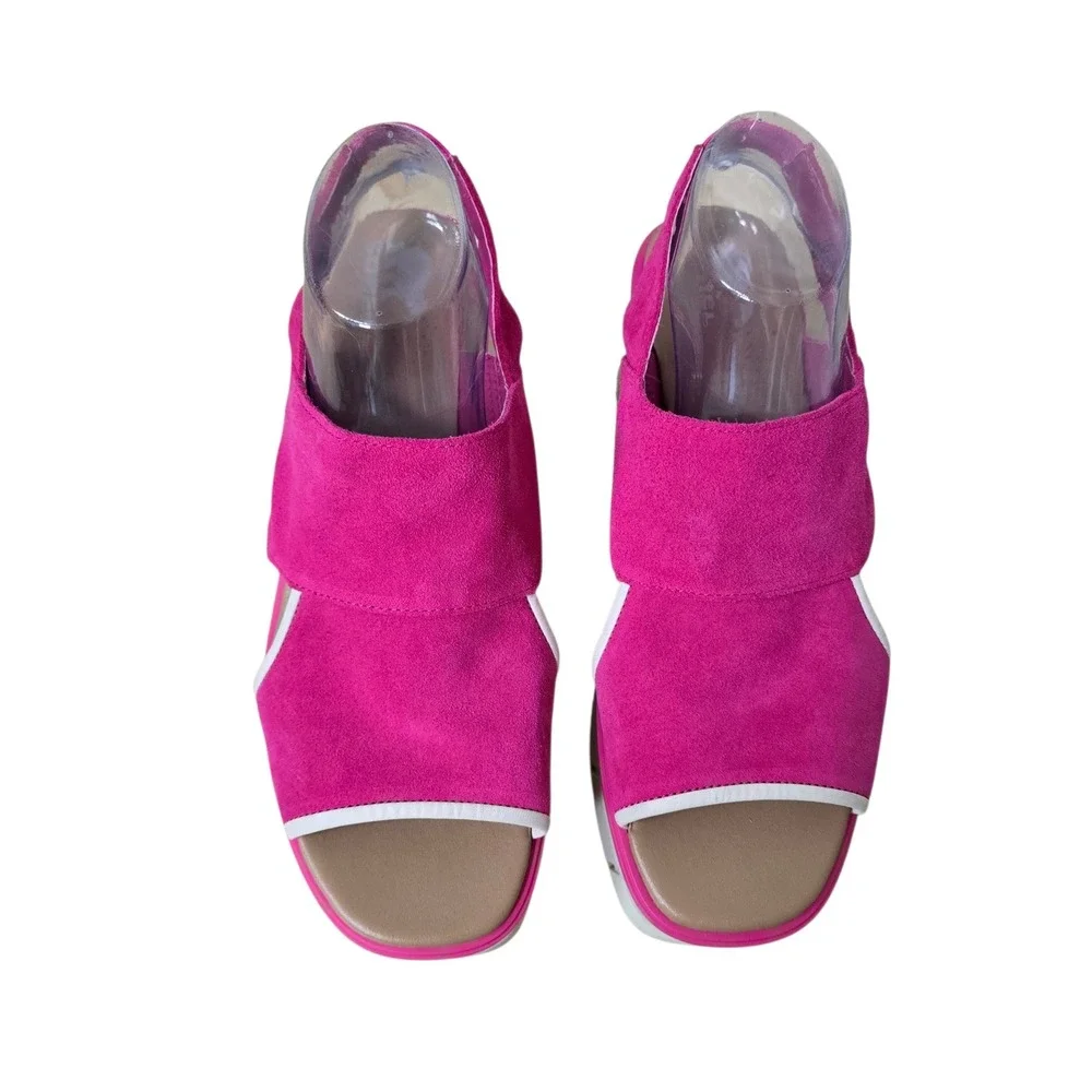 Sorel Cameron Flatform Sandals Pink Suede Wedge Slingback NL4682-650 Womens 11